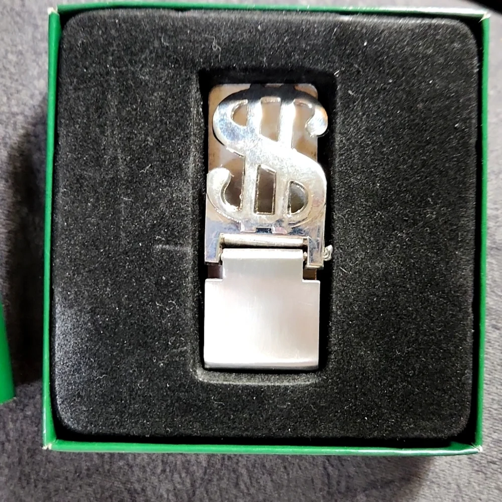 Silver money sign money clip stainless steel